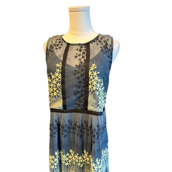 Sundance Boho Maxi‎ Dress 4 Moonlit Meadows Indie Embroidered Mesh Sheer NWOT - Picture 3 of 11